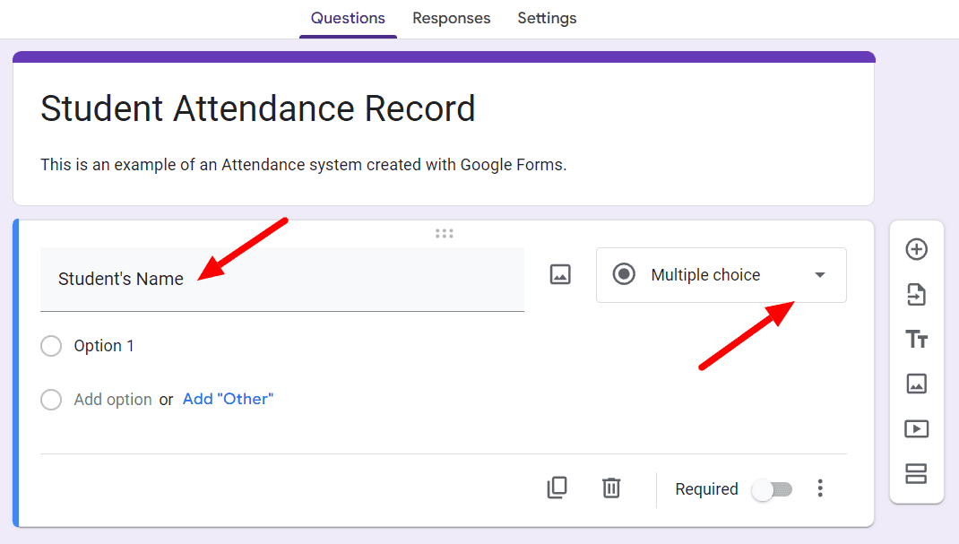 Image accompanying: Step 3: Add the necessary question fields