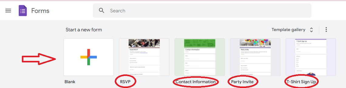 Image accompanying: Step 2: Pick from different Google Forms survey templates