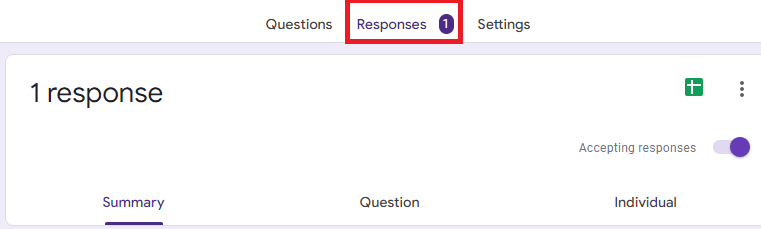 Image accompanying: Step 2: Go to the Responses tab