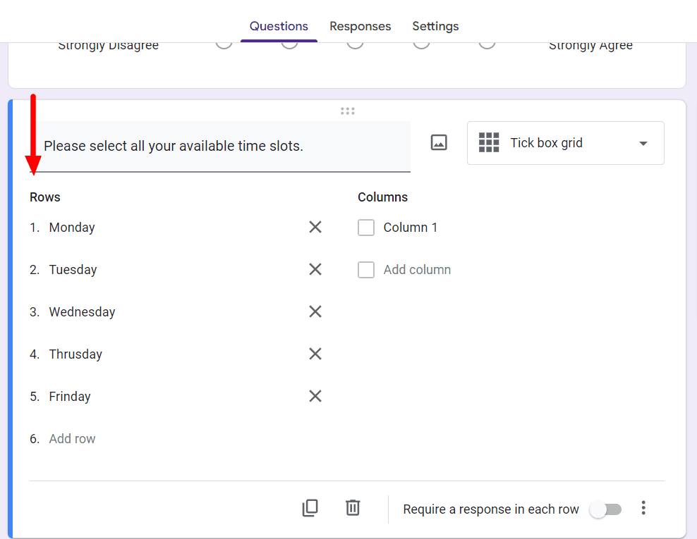 Image accompanying: Step 4: Fill in your rows and columns