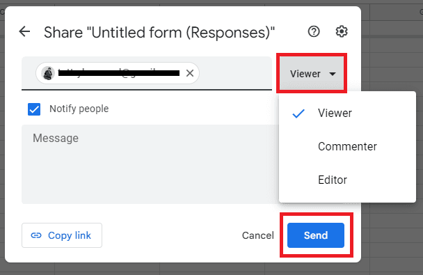 Image accompanying: Step 5: Add who you want to share Google Forms responses with