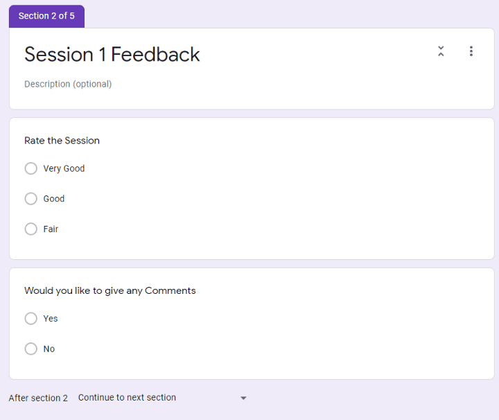 Image accompanying: Step 2: Making Google Forms Sections to Show Based on Answers
