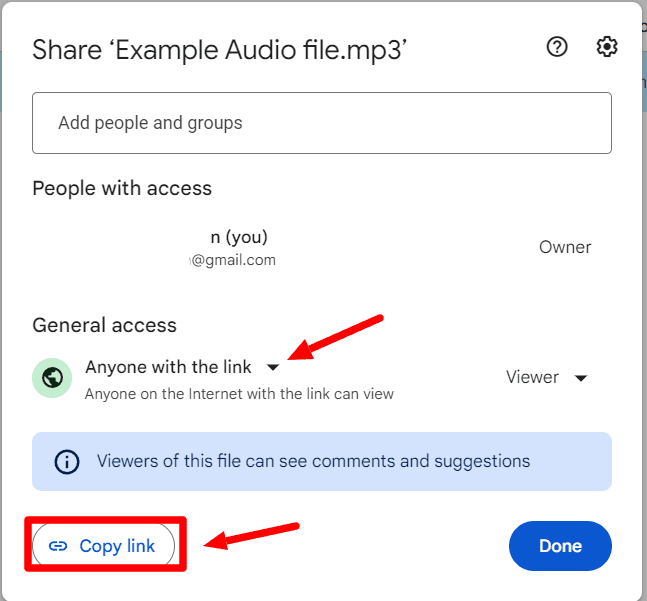 Image accompanying: Step 4: Include your Drive link in the title