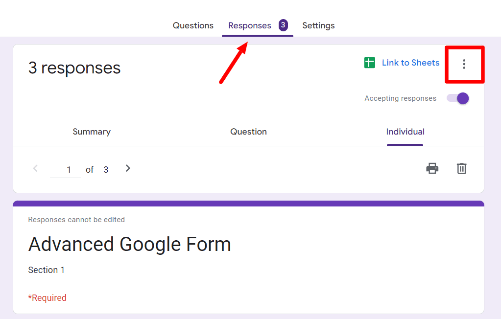 Image accompanying: Step 2: Click over to the Responses tab