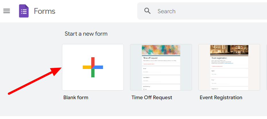 Image accompanying: Step 1: Create a new Google Form