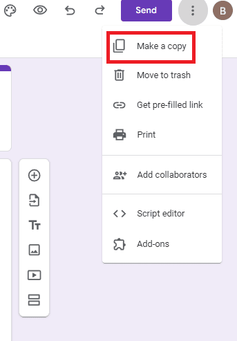 Image accompanying: Step 3: Duplicate the form and select where it’s saved