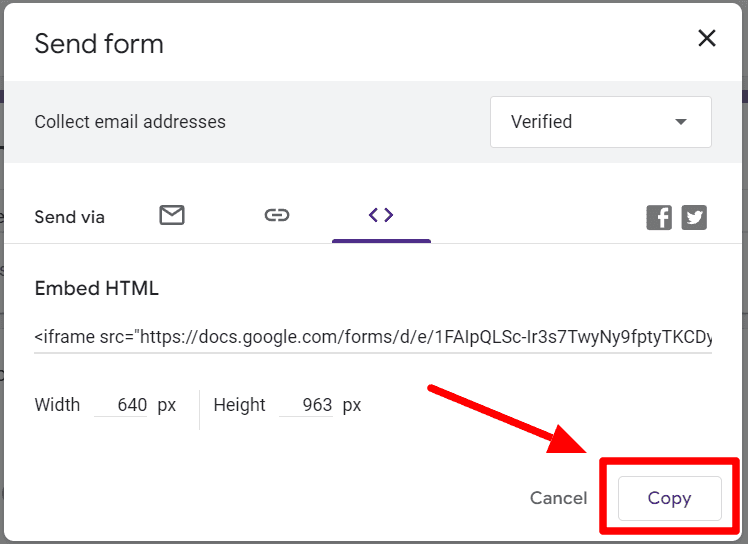 Image accompanying: Step 3: Copy iFrame code