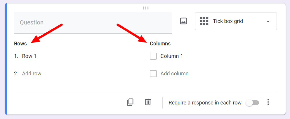 Image accompanying: Step 4: Fill in your rows and columns