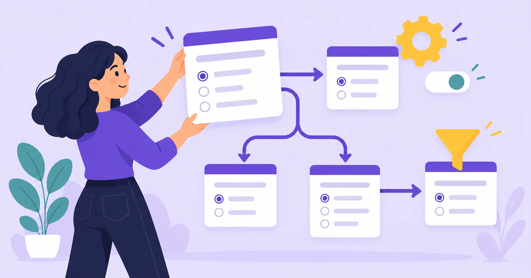 A person building an advanced survey with branching questions and controls