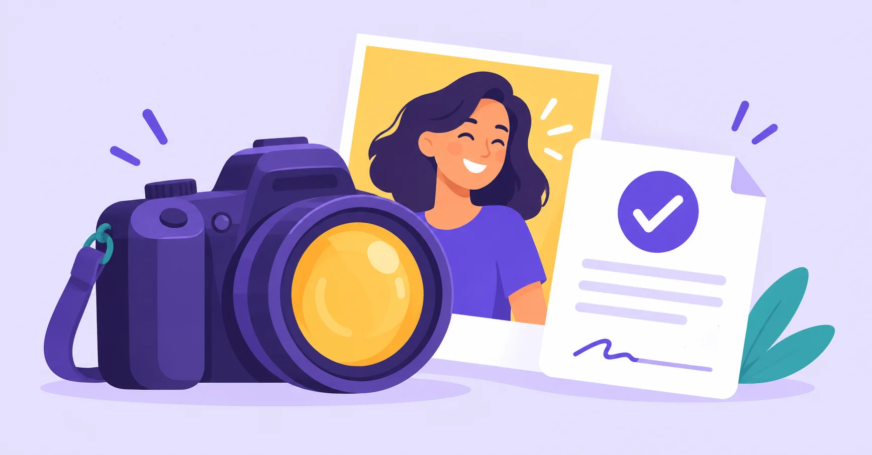 Camera, portrait photograph and approved photo release form