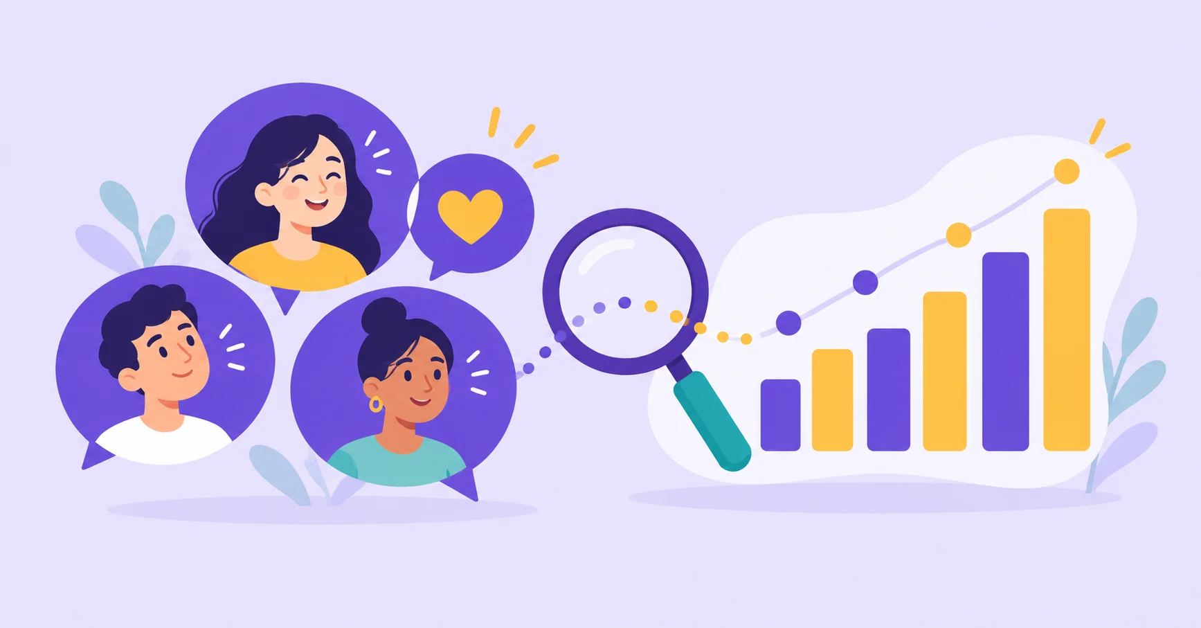 Descriptive feedback bubbles compared with numerical data charts