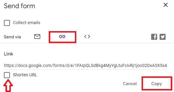 Image accompanying: Use the full Google Form link