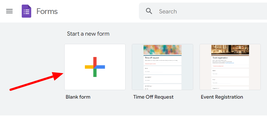 Image accompanying: Step 1: Create a new Google Form
