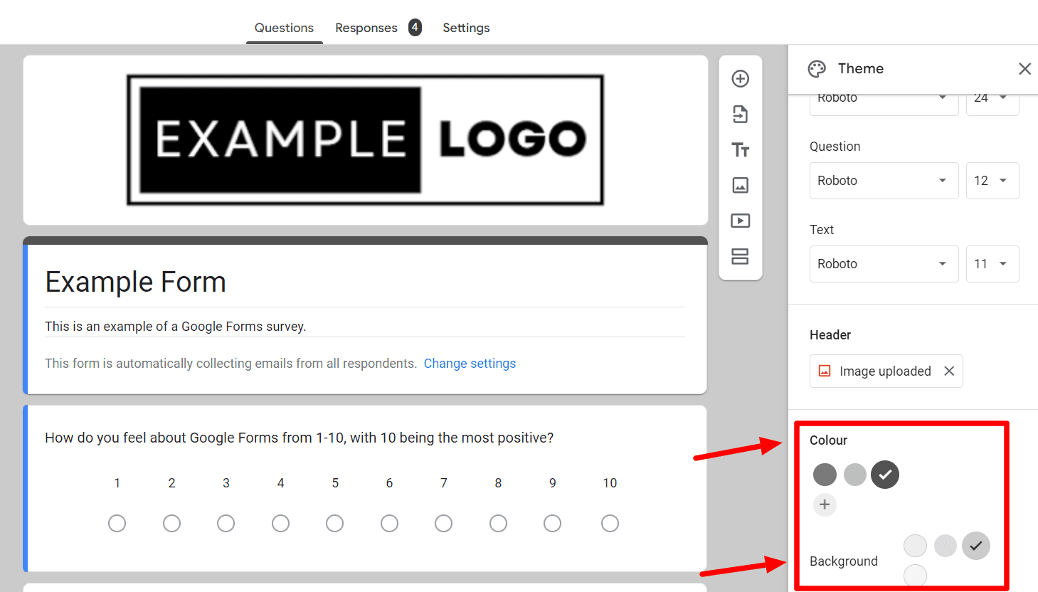 Image accompanying: Step 3: Choose a header image for Google Forms