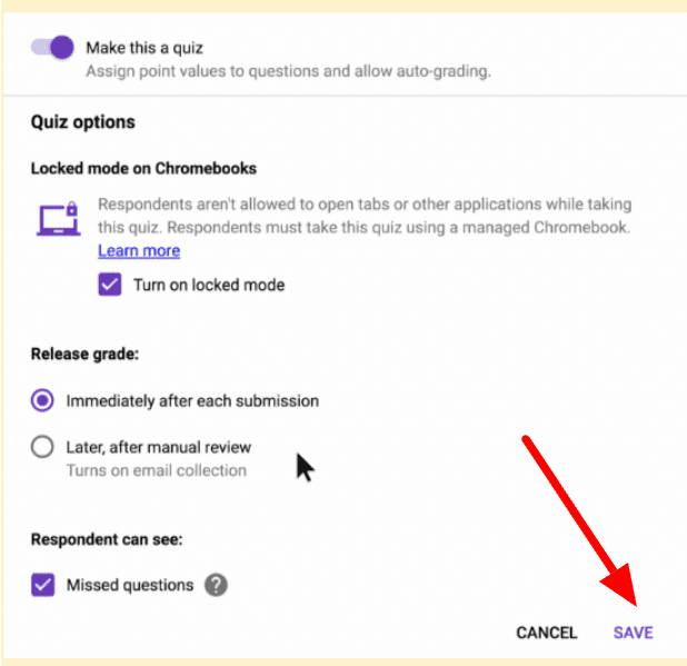 Image accompanying: Step 4: Save and distribute your quiz