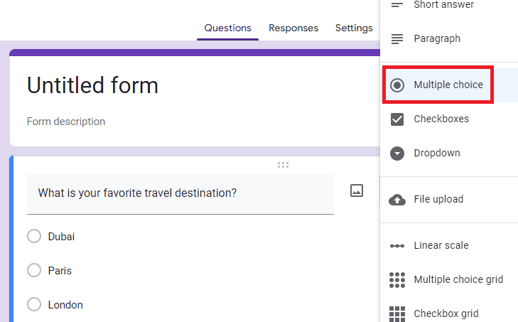 Image accompanying: Step 2: Create a new question