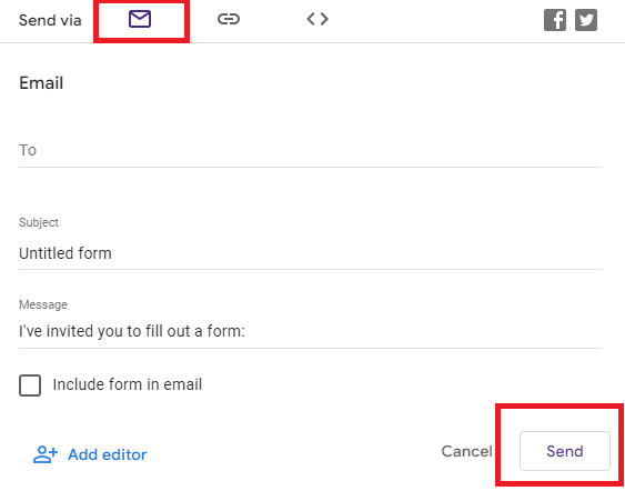 Image accompanying: Step 6: How to Create a Google Forms links or share through email