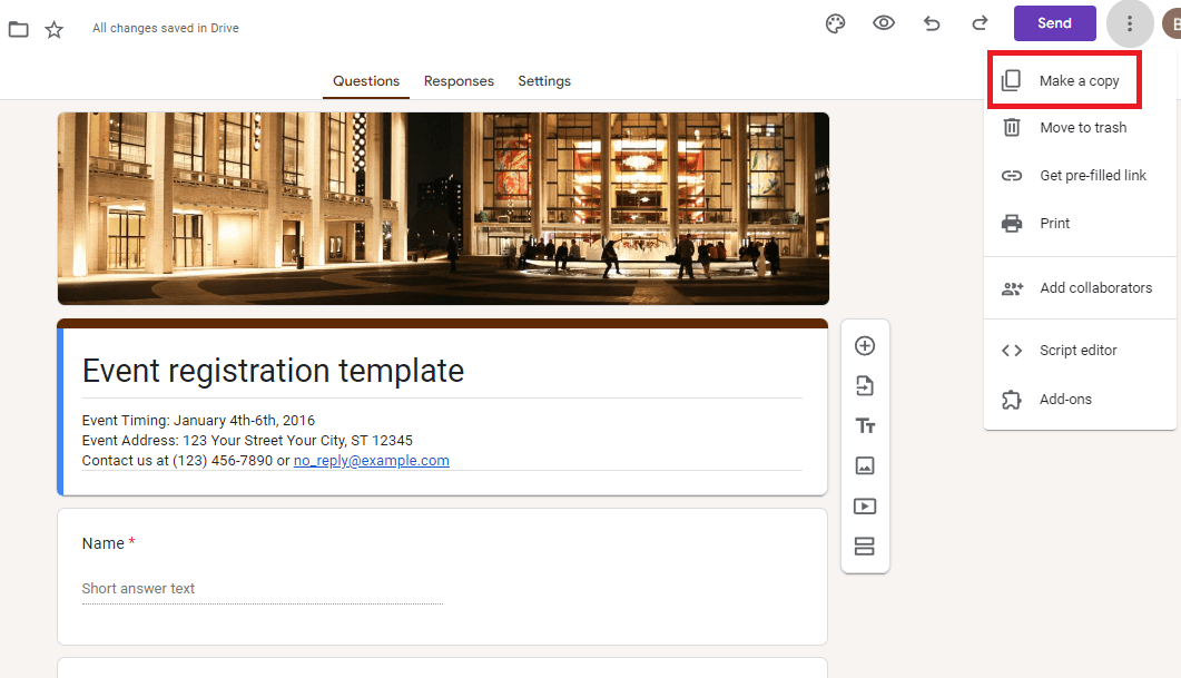 Image accompanying: Step 3: Duplicate the Google Form template