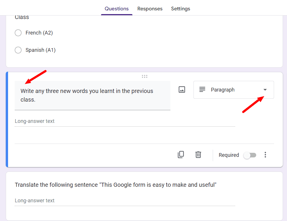 Image accompanying: Step 3: Add the necessary question fields