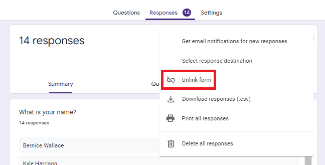 Image accompanying: Responses that have gone from Google Forms to Google Sheets are not affected
