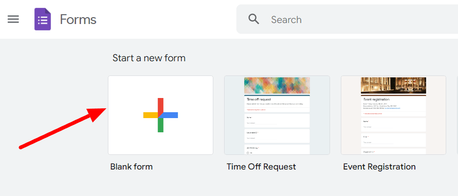 Image accompanying: Step 1: Create a new Google Form