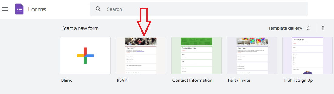 Image accompanying: Step 2: Select a free RSVP online template