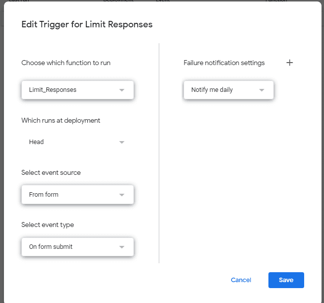 Image accompanying: Step 3: Limit Number of Responses in Google Forms by Adding a Trigger