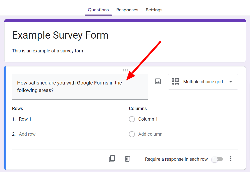 Image accompanying: Step 2: Add a multiple-choice grid question