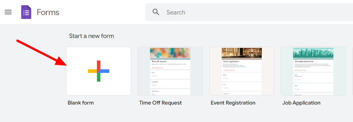 Image accompanying: Step 1: Create a new Google Form