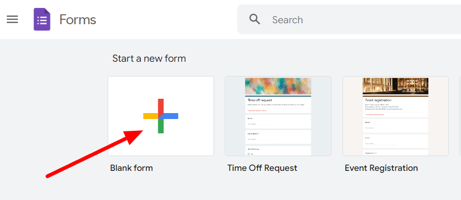 Image accompanying: Step 1: Create a new Google Form