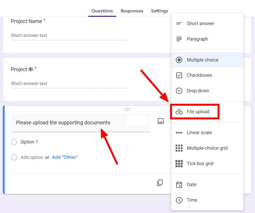 Image accompanying: Step 5: Add file upload for important attachments