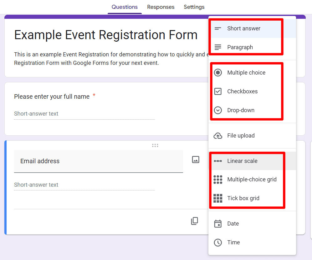 Image accompanying: Step 3: Add necessary registration questions