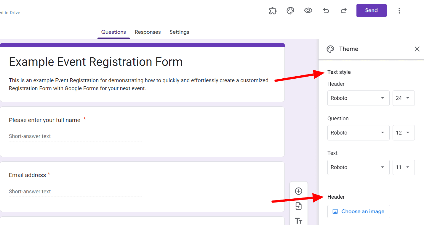 Image accompanying: Step 4: Customize the form’s theme