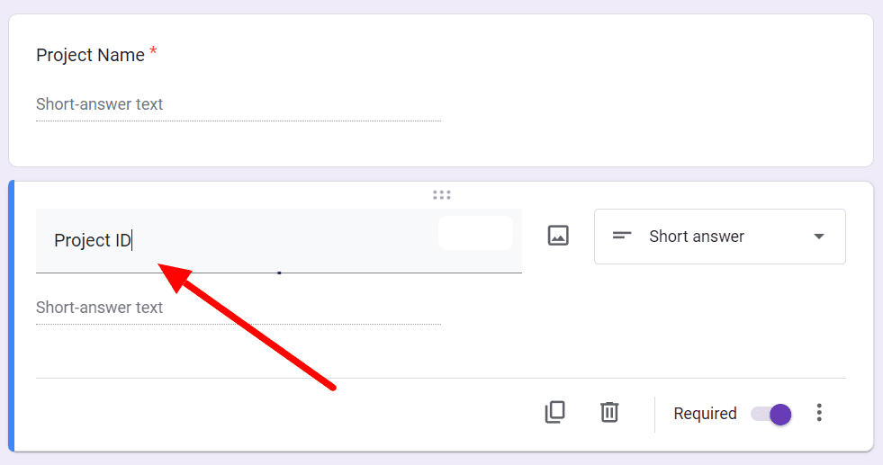 Image accompanying: Step 2: Add fields to enter project details