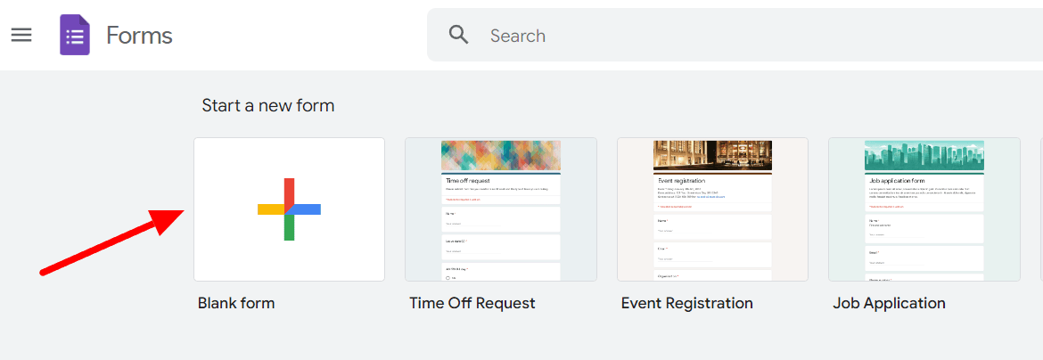 Image accompanying: Step 1: Create a new Google Form