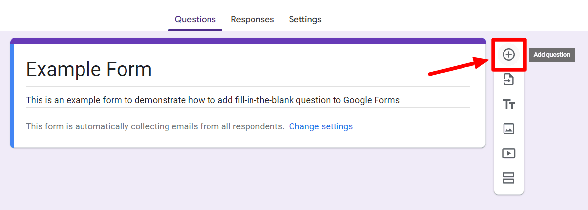 Image accompanying: Step 2: Add a new question