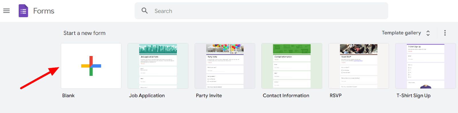 Image accompanying: Step 1: Open up a Google Form