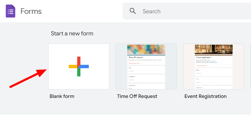 Image accompanying: Step 1: Start with a new Google Form