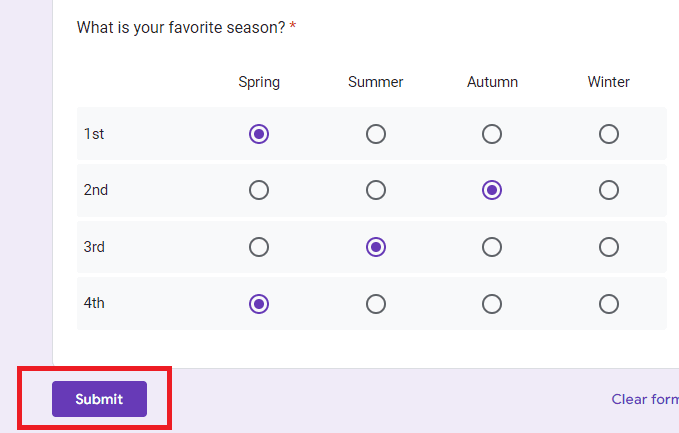 Image accompanying: Step 5: Preview your form to check if the survey ranking options work
