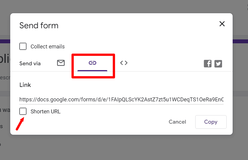 Image accompanying: Step 3: Send or Share your Google form