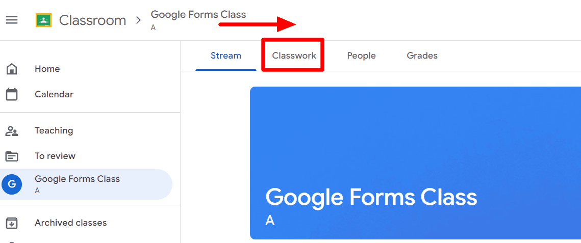 Image accompanying: Step 3: Go to the Classwork tab in Classroom