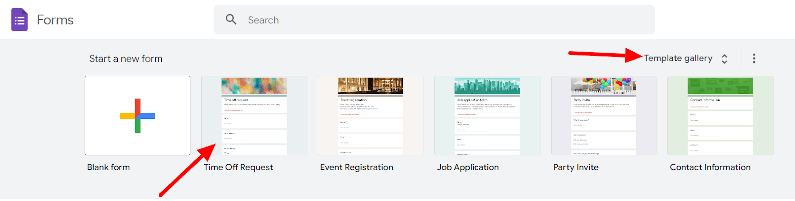 Image accompanying: Step 1: Create a form with a time-off template