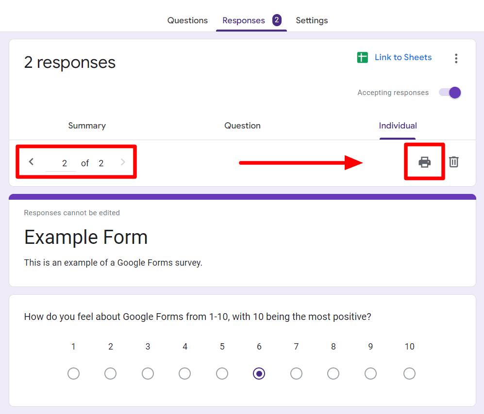 Image accompanying: Step 3b: Print out individual responses