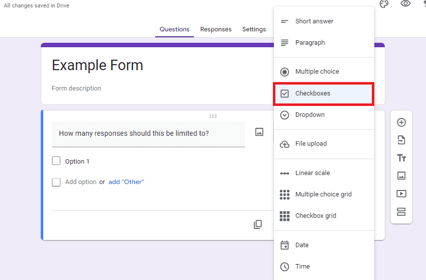 Image accompanying: Step 1: Create a checkbox question