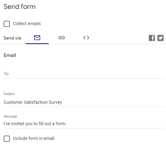 Image accompanying: Step 7: Send your Google Forms survey out