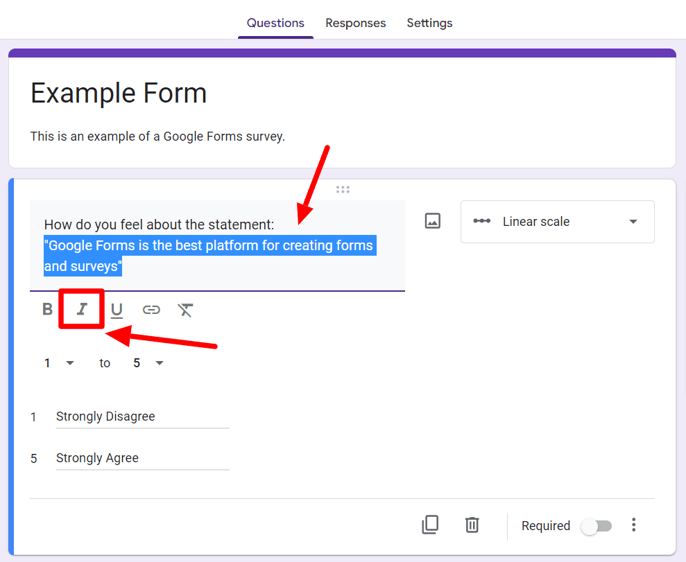 Image accompanying: Step 4: Click the “Italicize” button