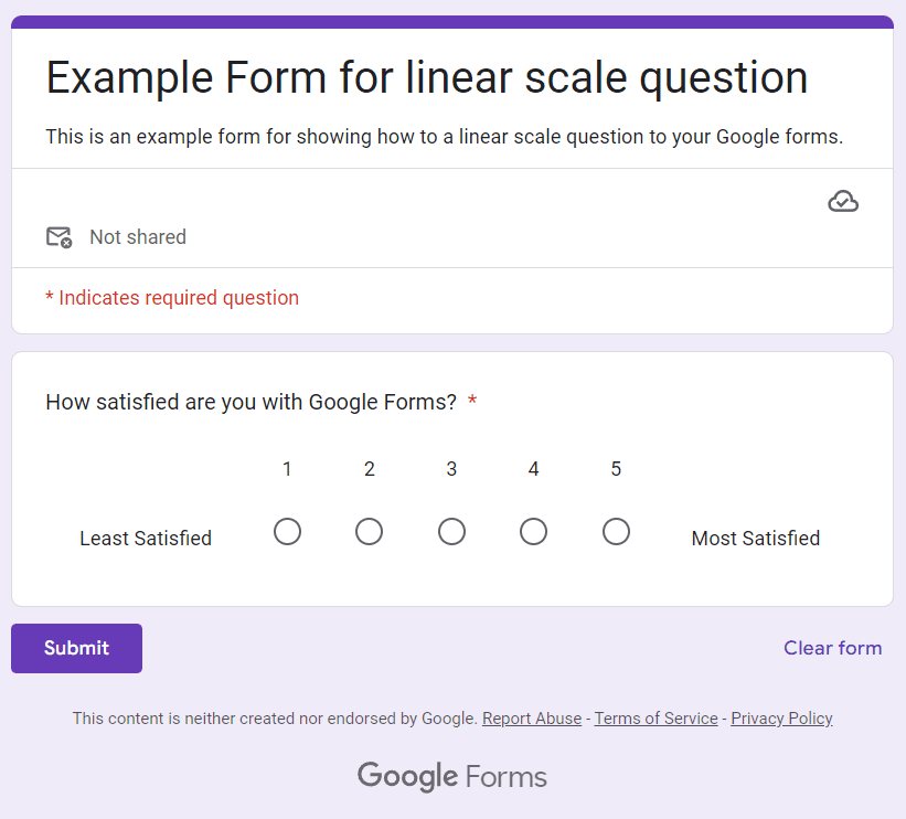Image accompanying: Step 4: Create your Google Form linear scale question labels