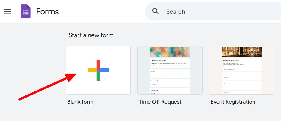 Image accompanying: Step 1: Create a new Google Form