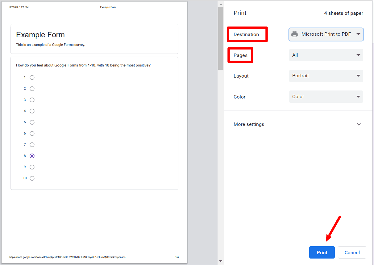 Image accompanying: Step 3a: Print a summary of all responses