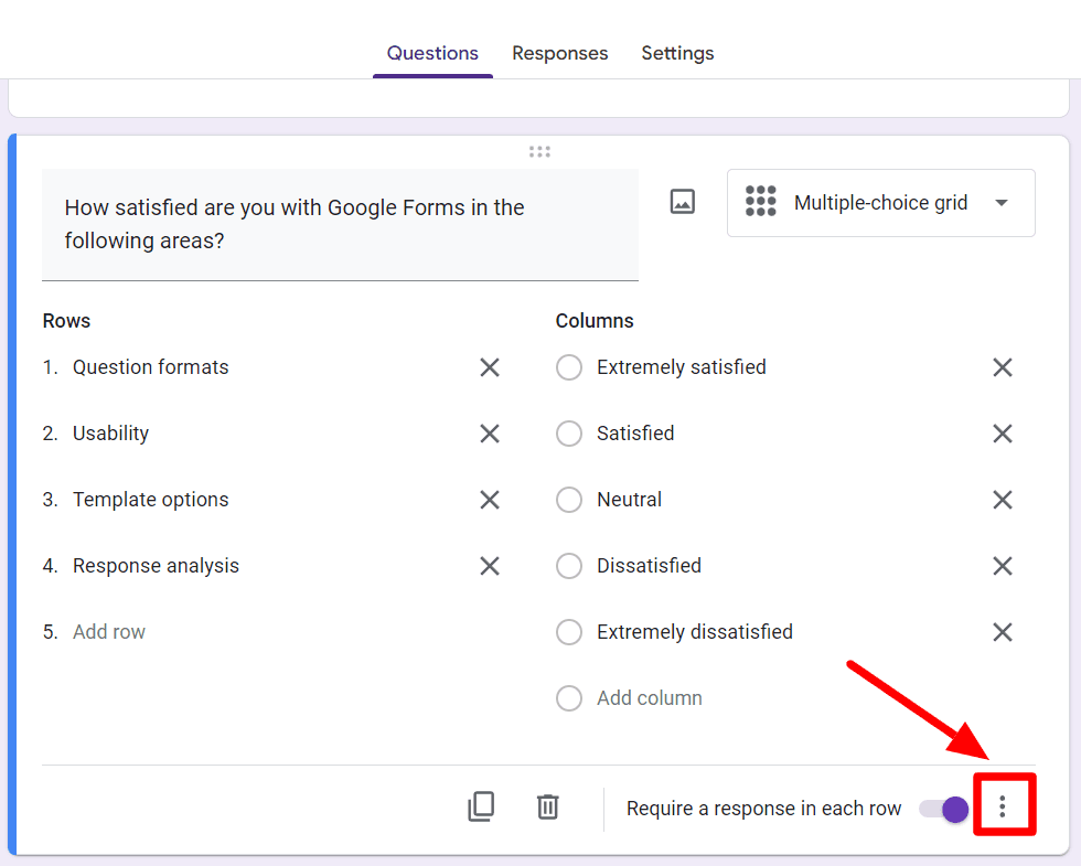 Image accompanying: Step 4: Change your multiple-choice grid settings